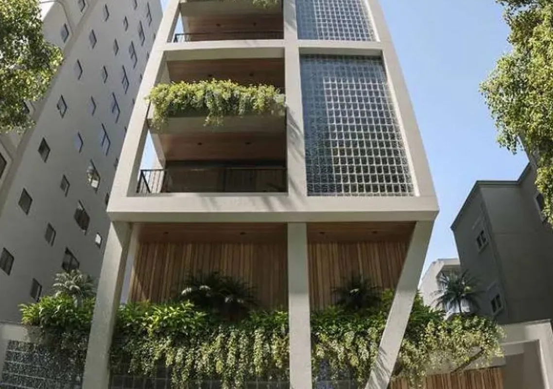 Fachada do Casa Vertical Jardins, lançamento em Jardins, São Paulo