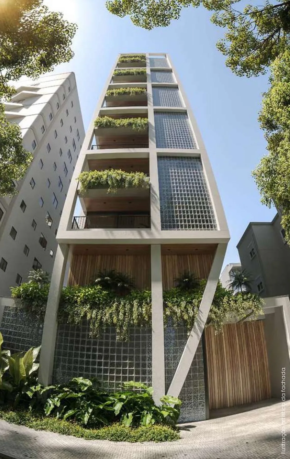 Fachada do Casa Vertical Jardins, lançamento em Jardins, São Paulo