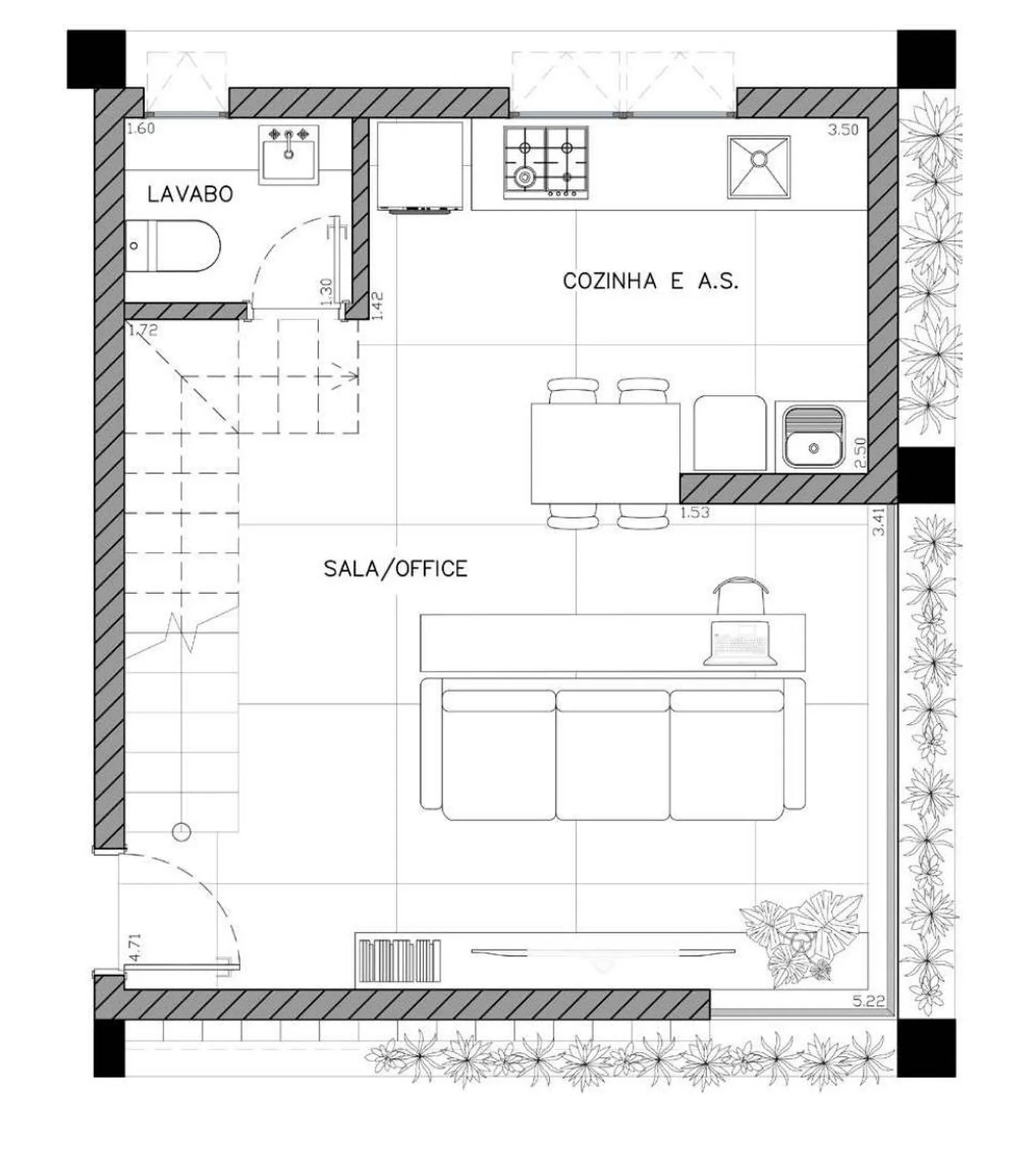 Planta do Casa Vertical Jardins em Jardins — 1 dormitório – 79 m² Duplex