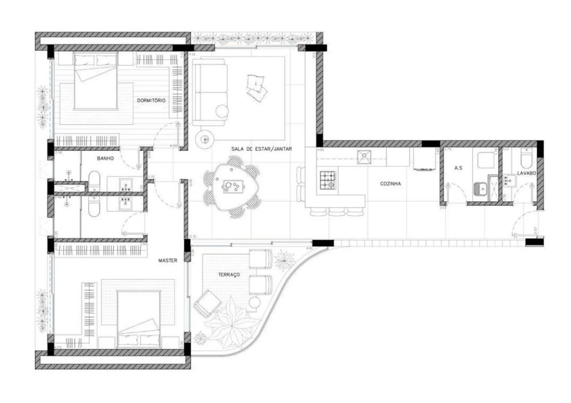 Planta do Casa Vertical Jardins em Jardins — 2 dormitórios – 117 m²
