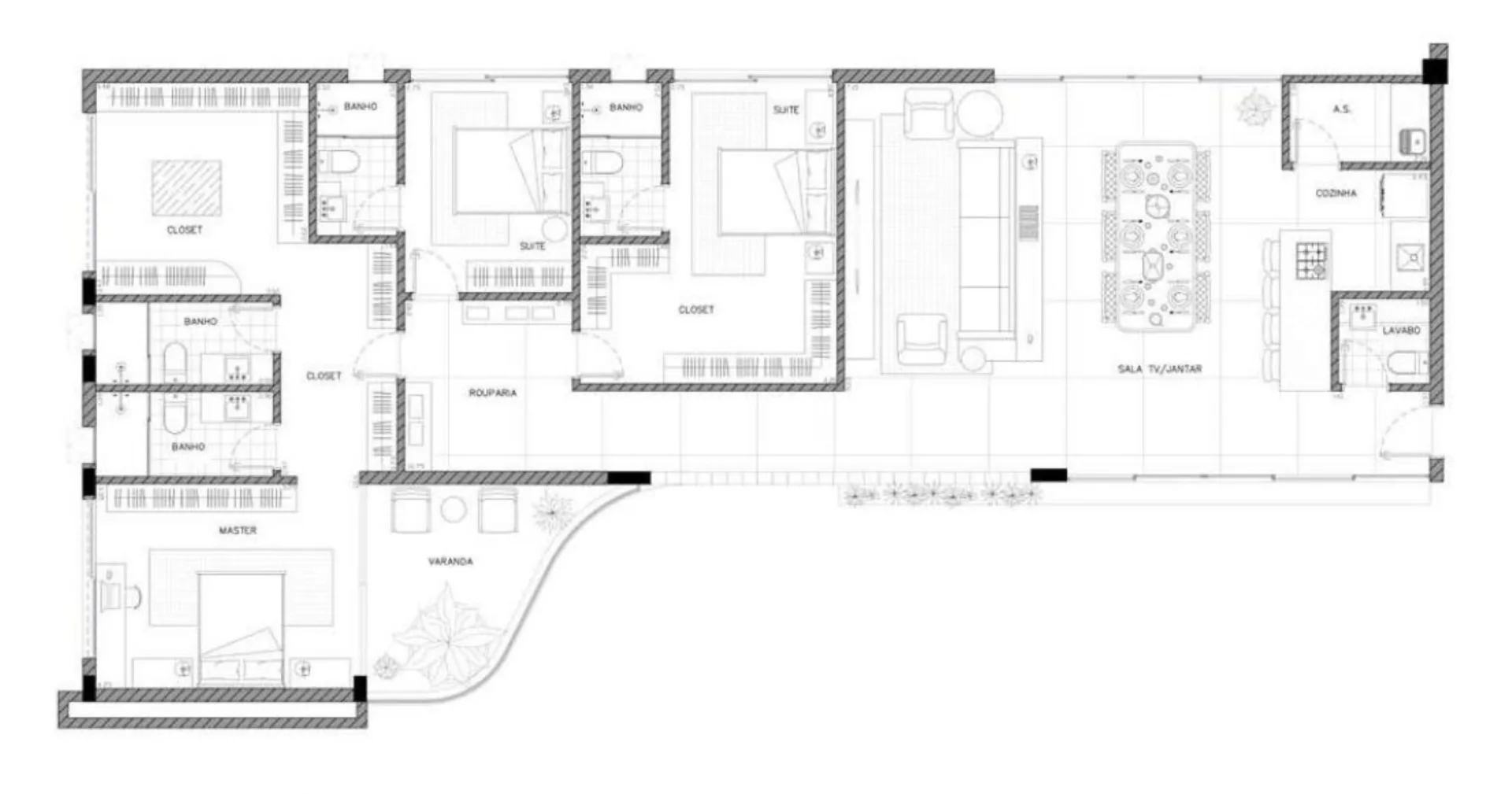 Planta do Casa Vertical Jardins em Jardins — 3 dormitórios – 184 m²