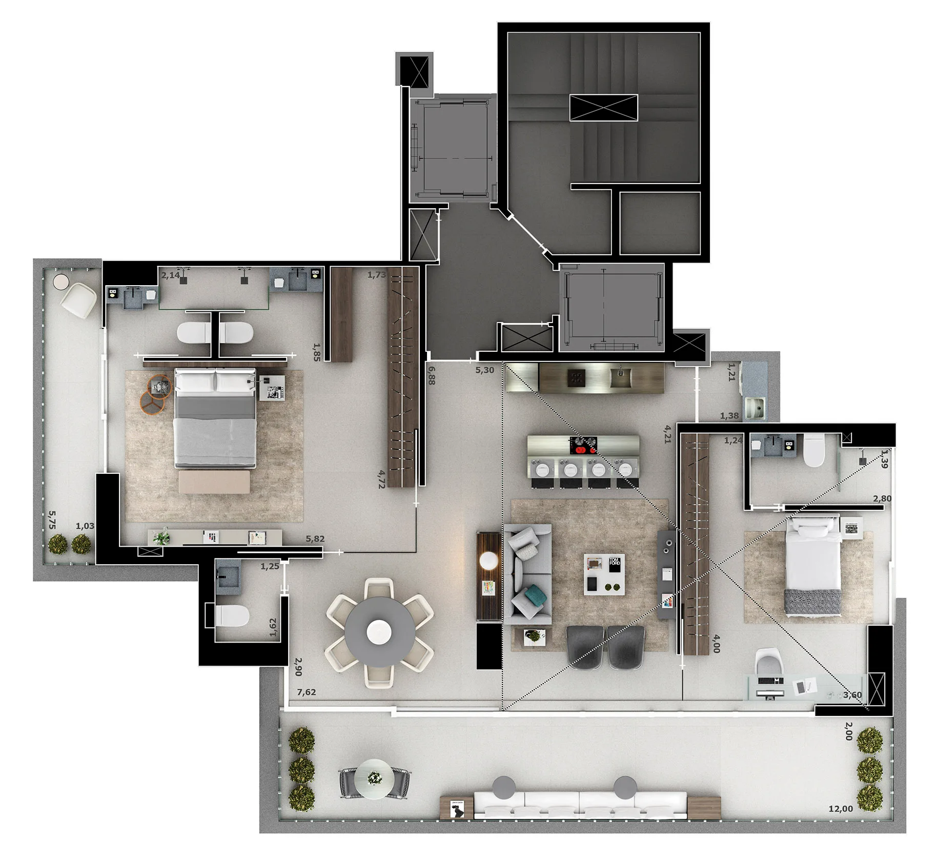 Planta do Celebrity em Itaim Bibi — 2 dormitórios, 151 m²