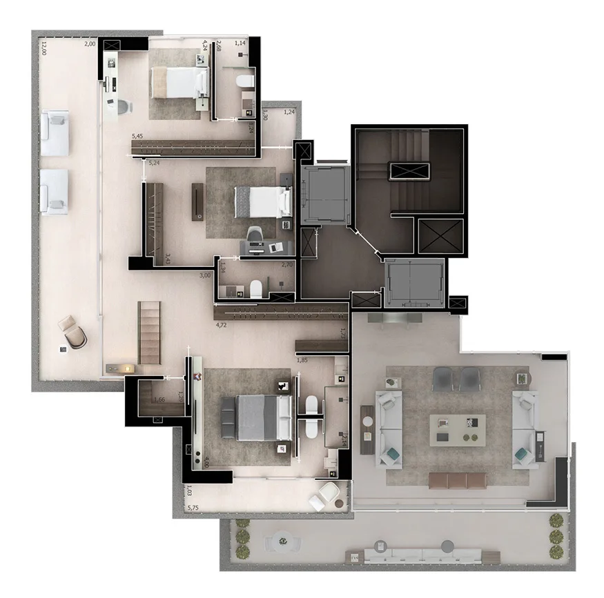 Planta do Celebrity em Itaim Bibi — 2 dormitórios, 302 m²