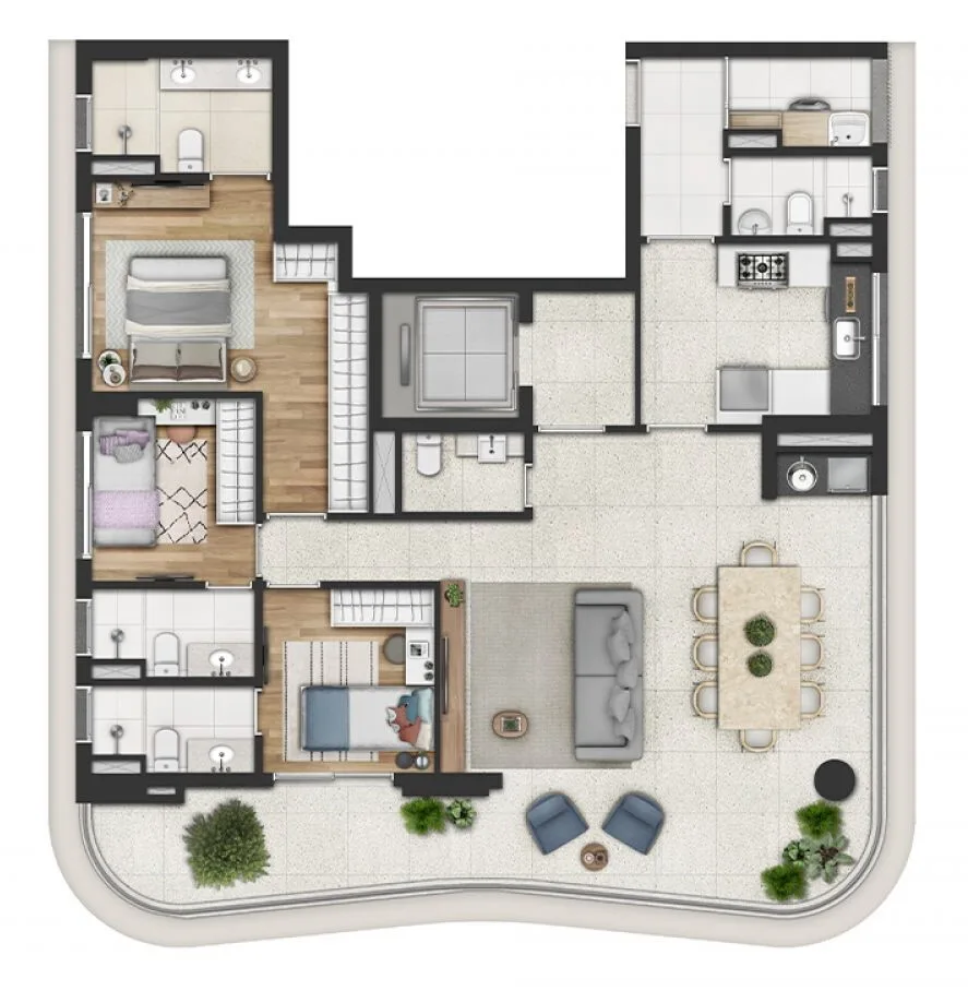 Planta do Cidade Jockey Shanghai em Butantã — 3 dormitórios, 125 m²