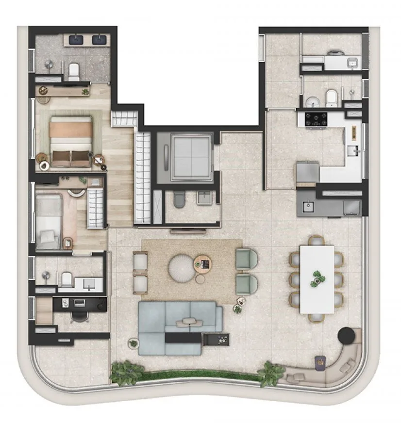 Planta do Cidade Jockey Shanghai em Butantã — 2 dormitórios, 130 m²