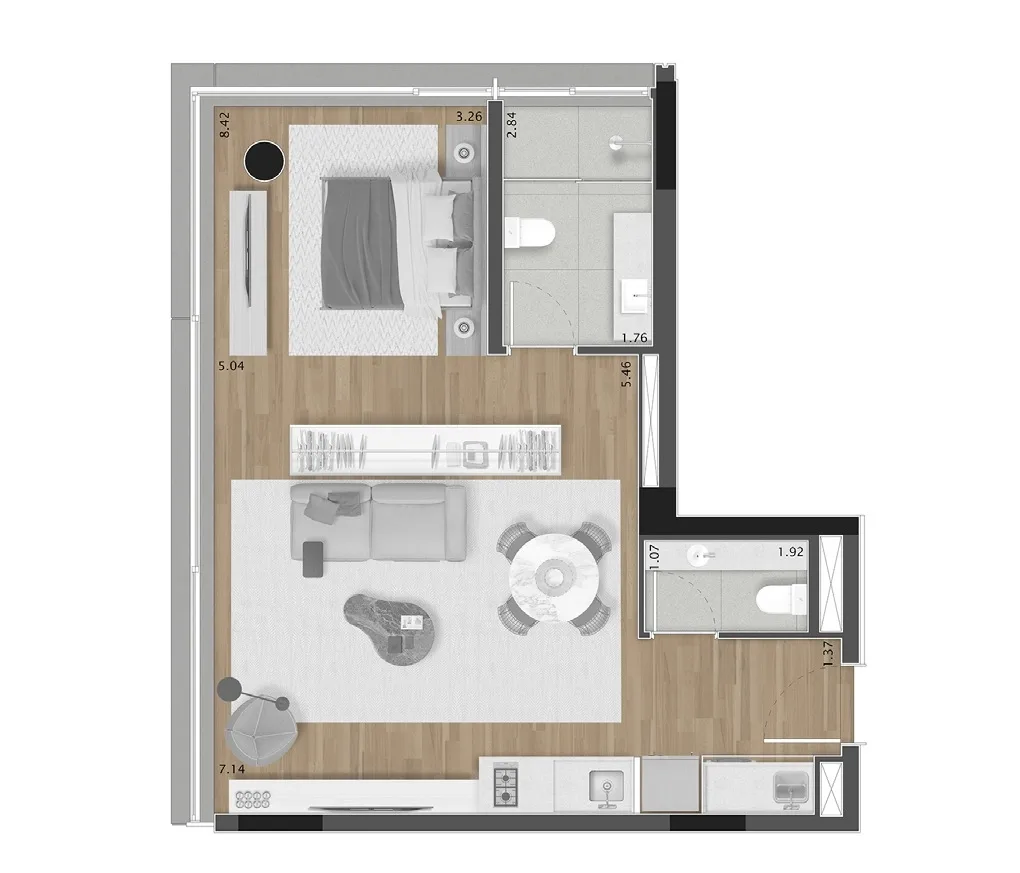 Planta do Cônego 505 em Pinheiros — 1 dormitório – 59 m²