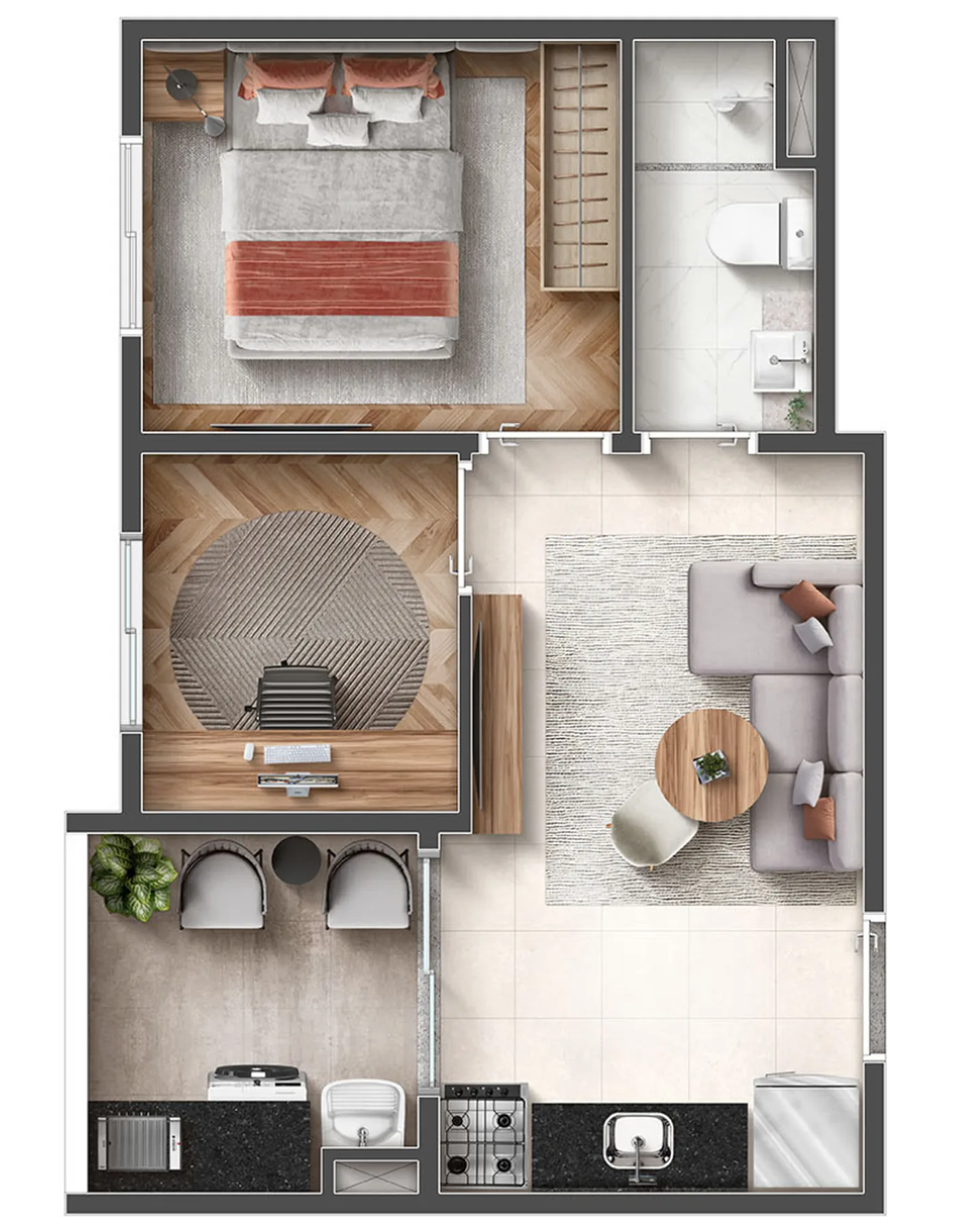 Planta do Conexão Anhembi Santana em Santana — 1 dormitório, 32,15 m²