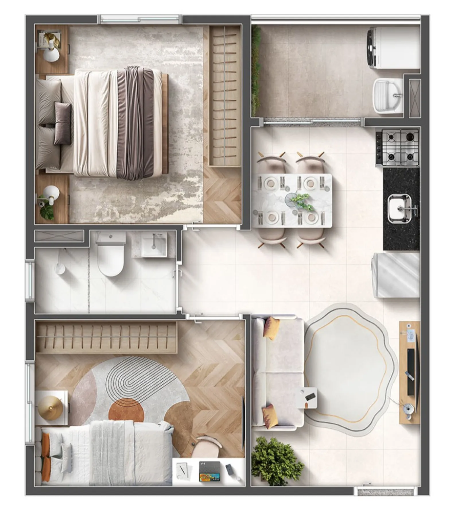 Planta do Conexão Anhembi Santana em Santana — 2 dormitórios, 40,20 m²