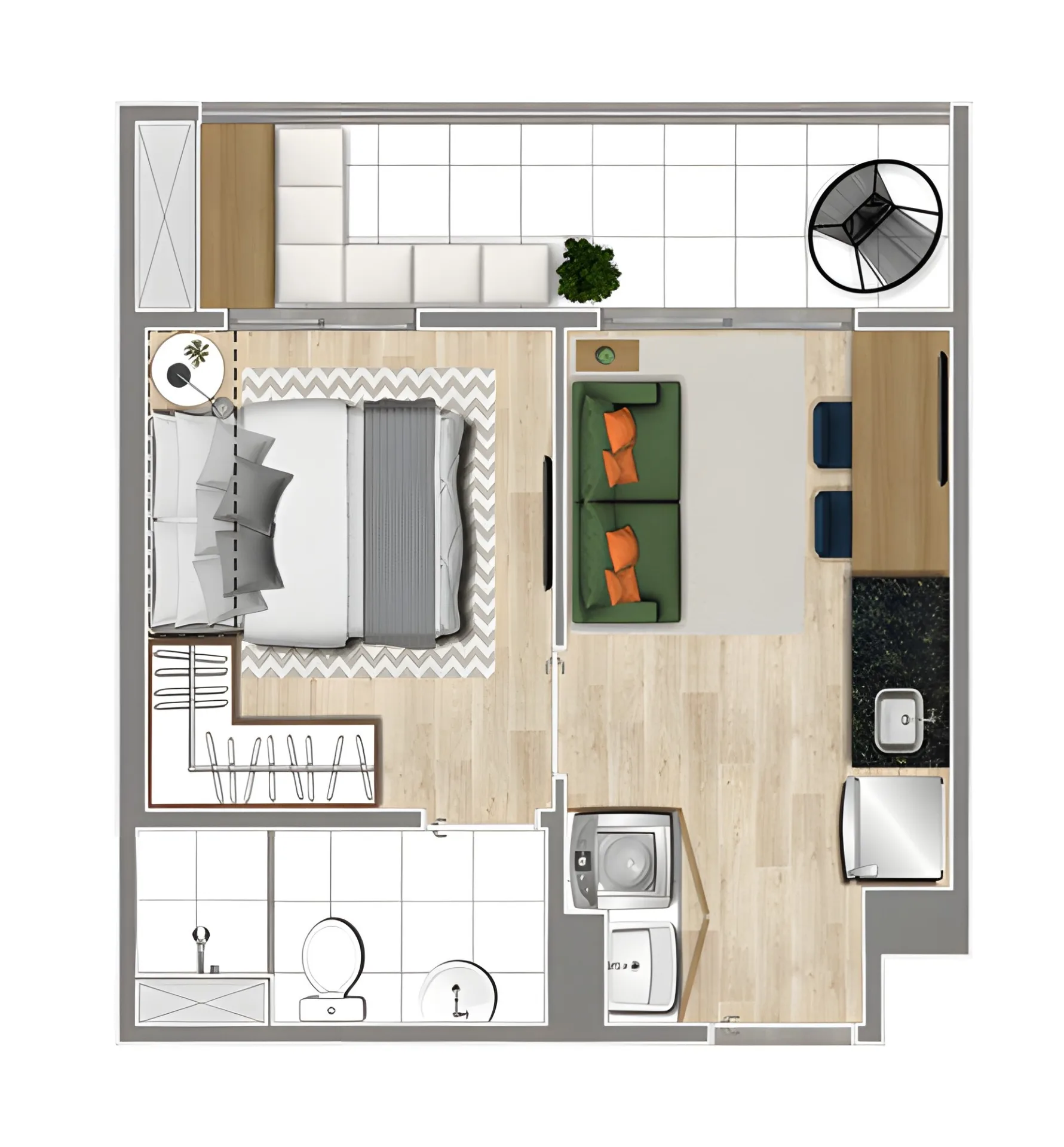 Planta do Conexão Morato em Butantã — 1 dormitório, 29 m²