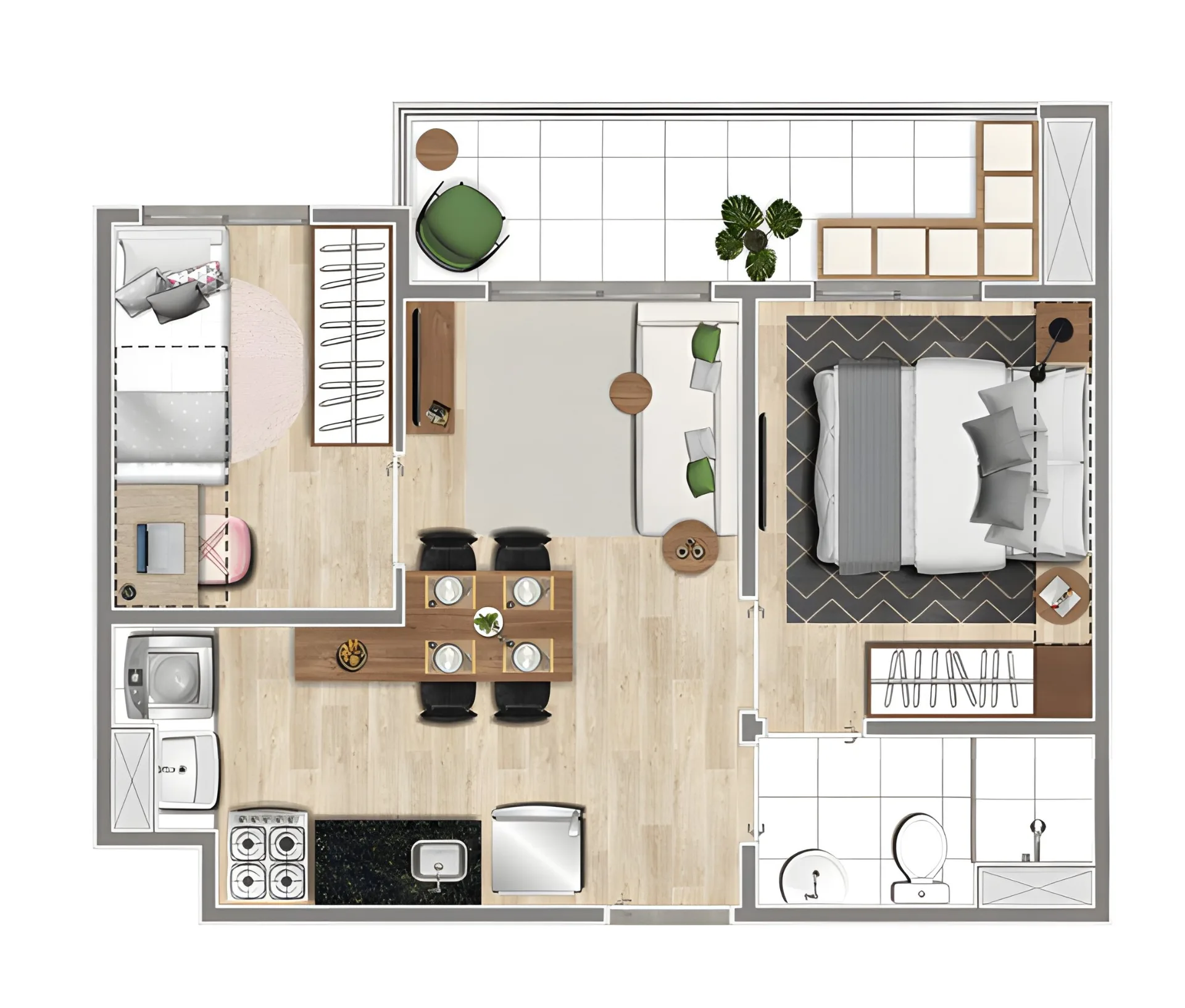 Planta do Conexão Morato em Butantã — 2 dormitórios, 40 m²