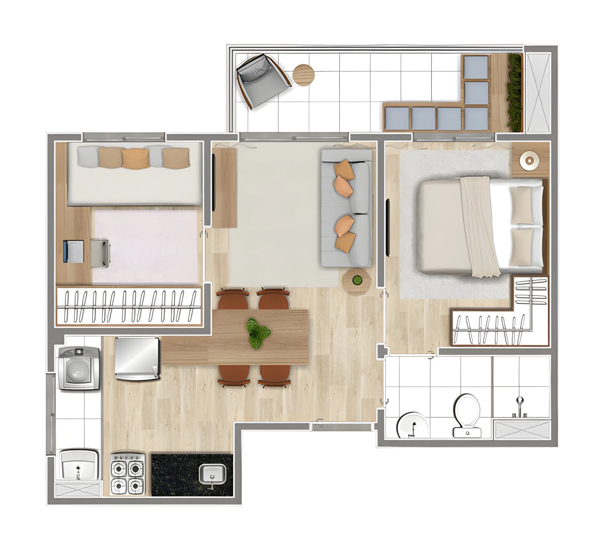 Planta do Conexão Morato em Butantã — 2 dormitórios, 42 m²