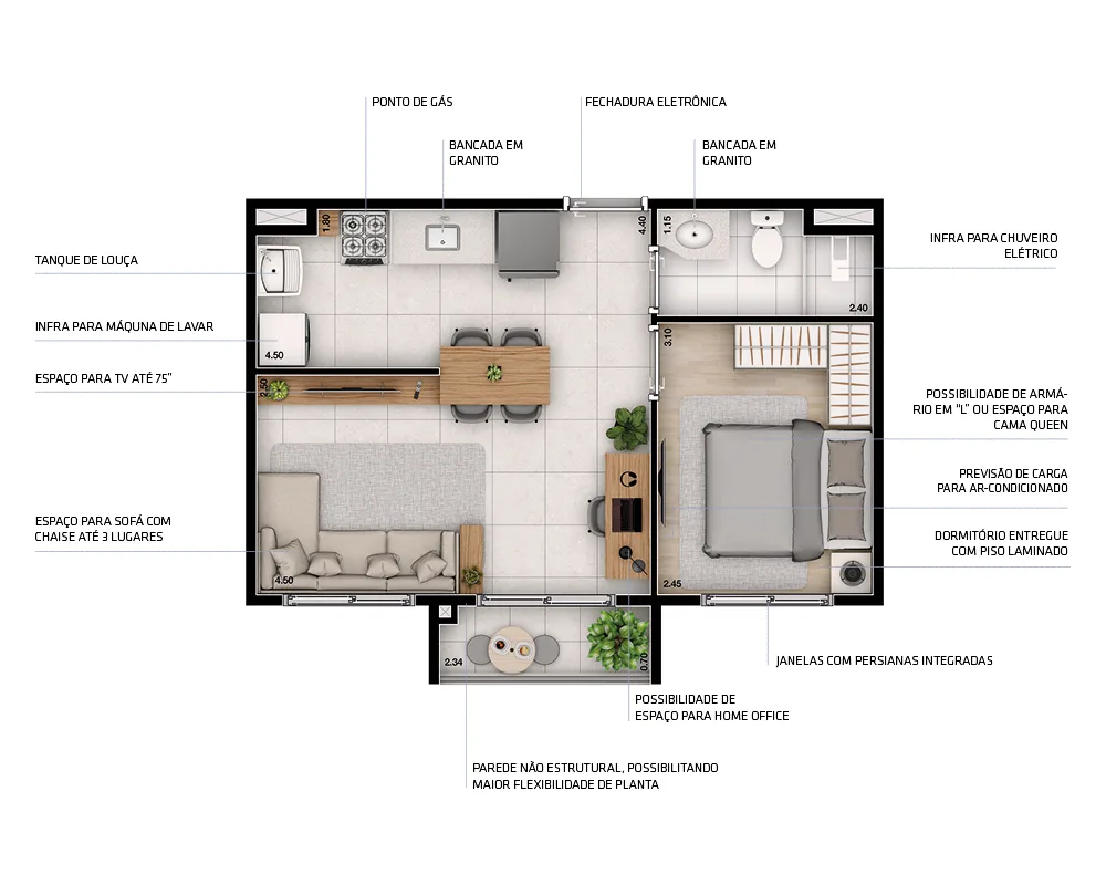 Planta do Connect Vila Sônia em Vila Sonia — Planta 03 - 2 dorm