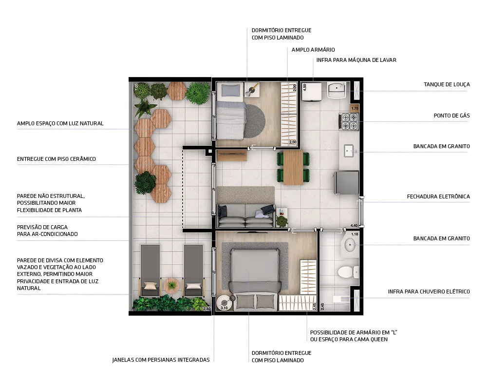 Planta do Connect Vila Sônia em Vila Sonia — Planta 04 - 2 dorm