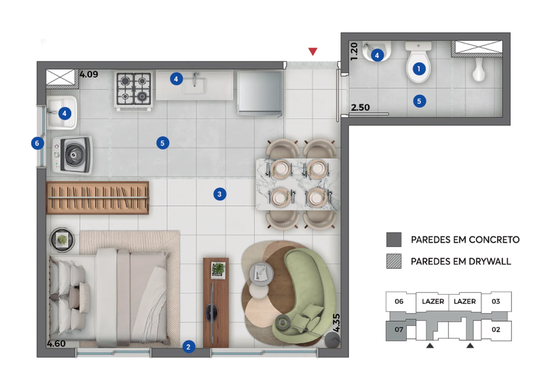 Planta do Conquista Clube Sacomã em Ipiranga — studio de 25 m²