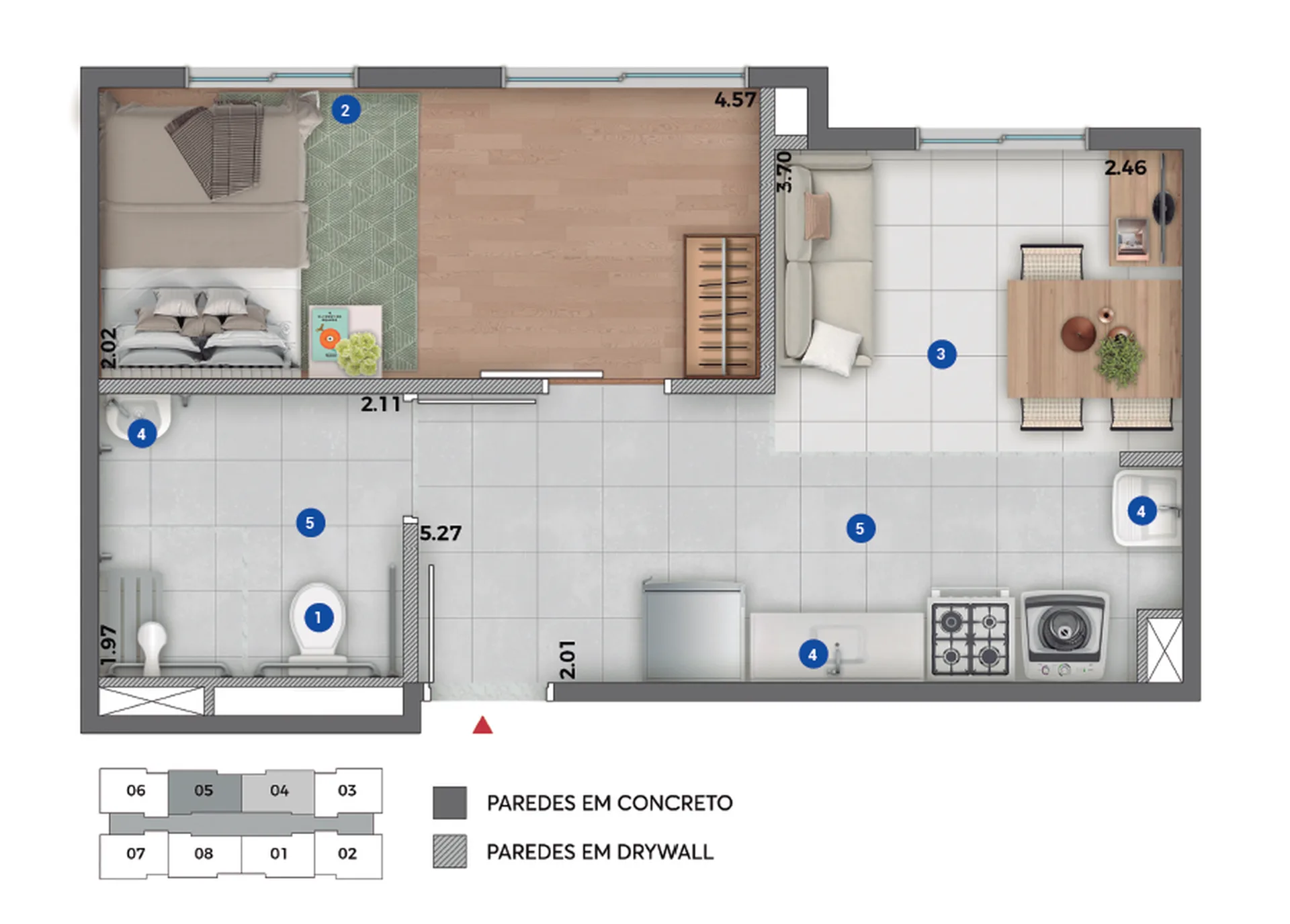 Planta do Conquista Clube Sacomã em Ipiranga — 1 dormitório, 32 m²
