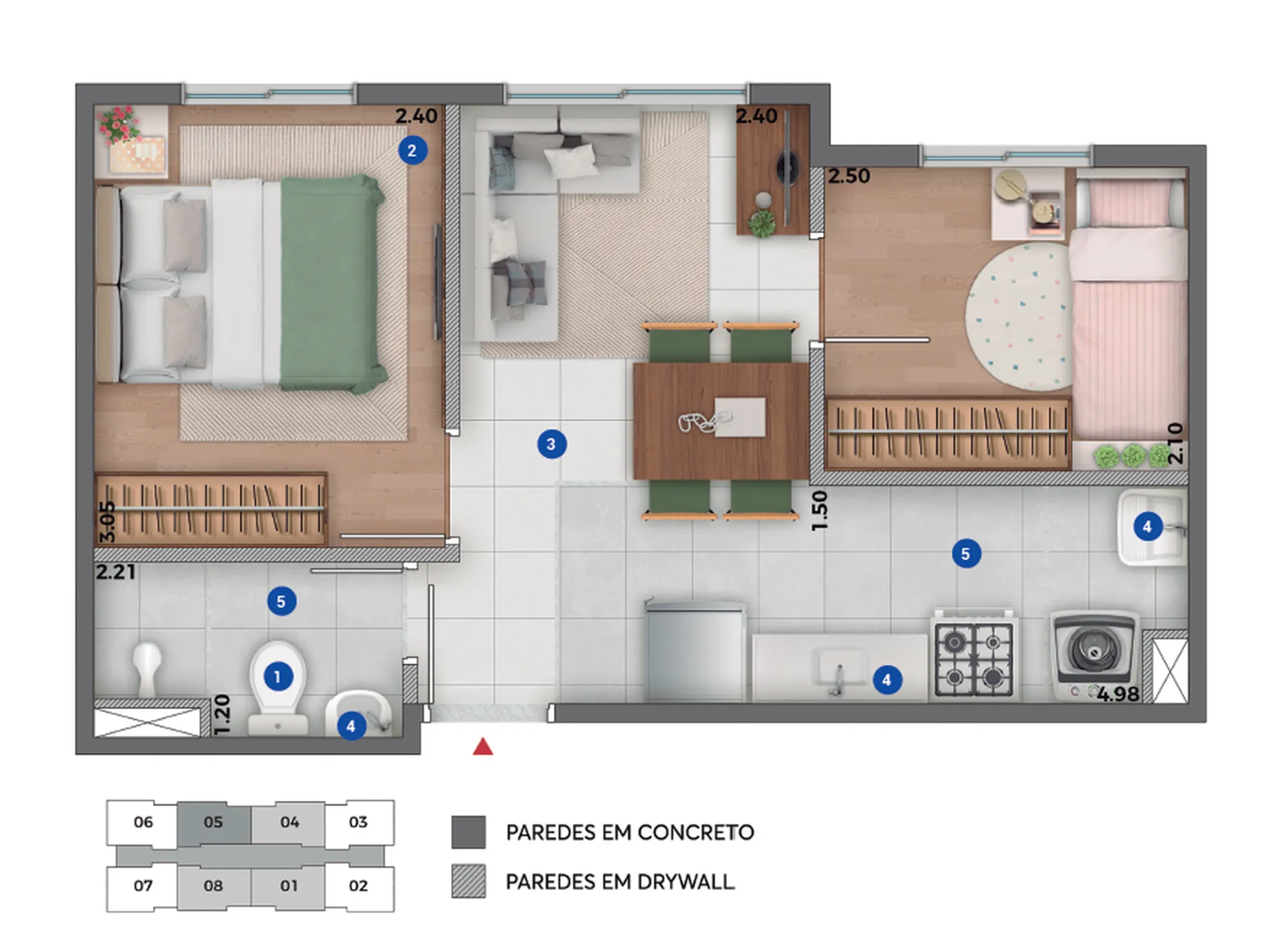 Planta do Conquista Clube Sacomã em Ipiranga — 2 dormitórios, 32 m²