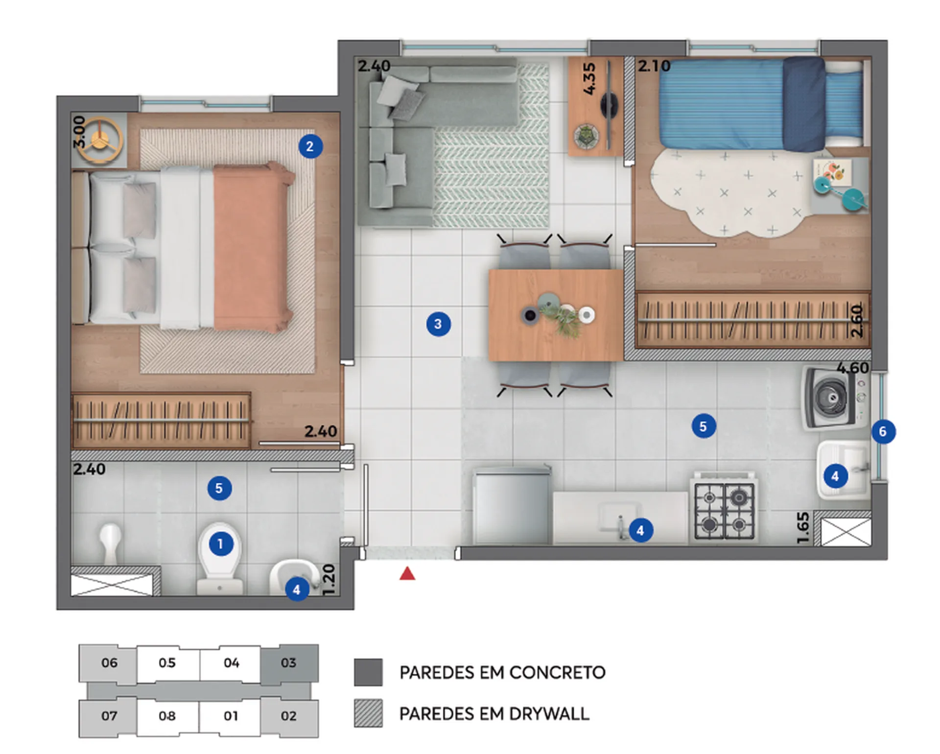 Planta do Conquista Clube Sacomã em Ipiranga — 2 dormitórios, 33 m²