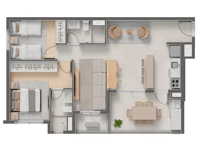 Planta do Criare em Saúde — 2 dormitórios, 74,63 m² (opção)