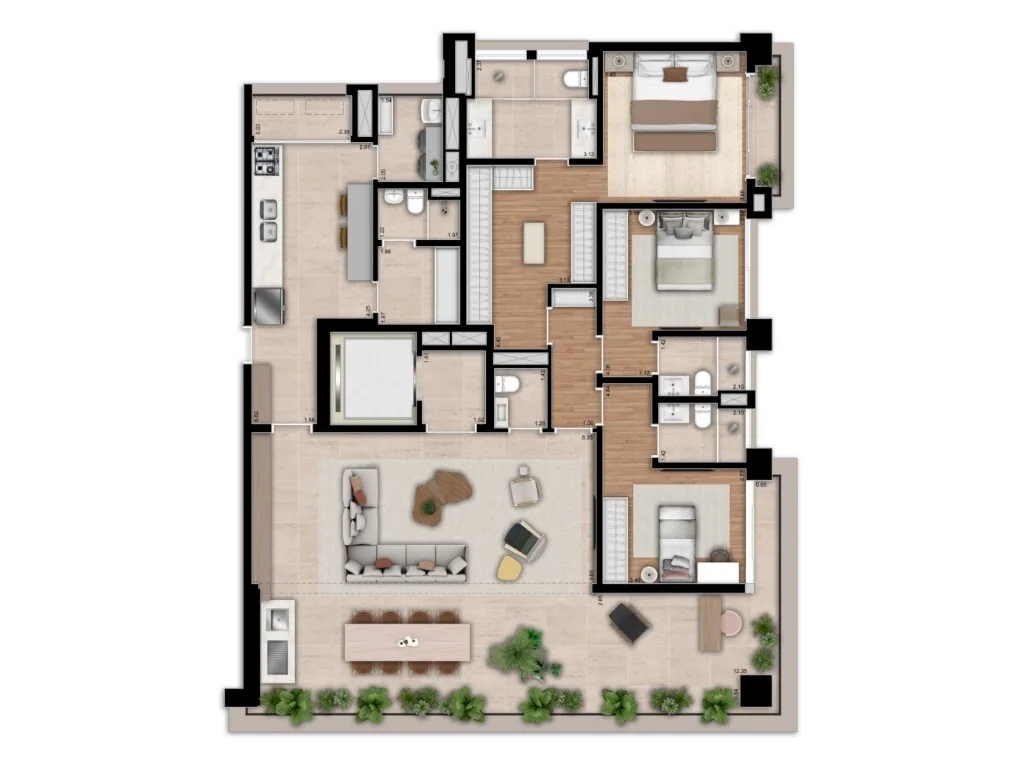 Planta do DOC Vila Nova Conceição em Vila Nova Conceição — 3 dormitórios – 195 m²