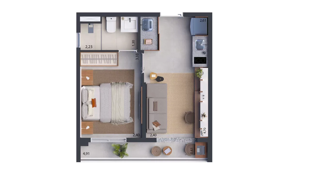 Planta do Dream Fit Vila Mariana em Vila Mariana — 1 dormitório, 29 m²