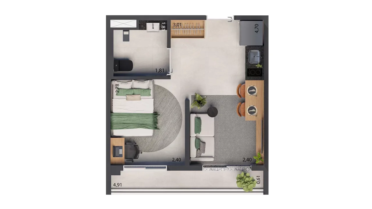 Planta do Dream Fit Vila Mariana em Vila Mariana — 1 dormitório – 29 m² Studio