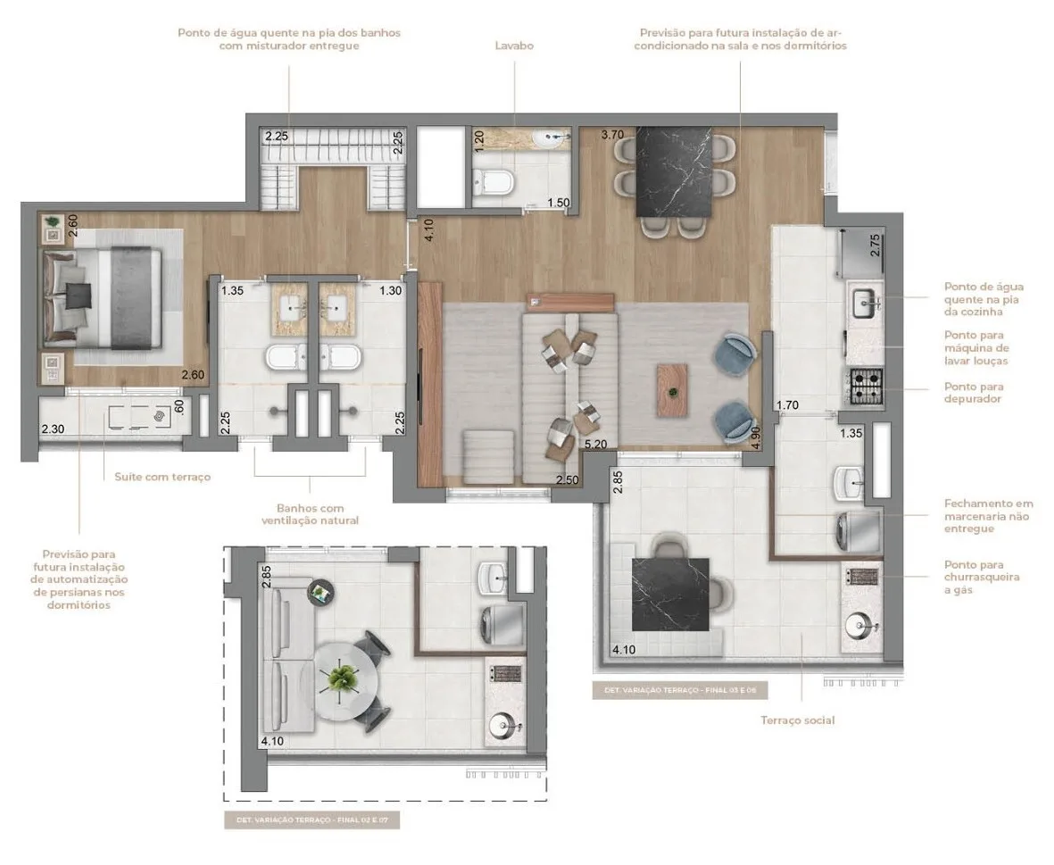 Planta do Eden West – Fase 2 em Brooklin — 1 dormitório – 77 m²