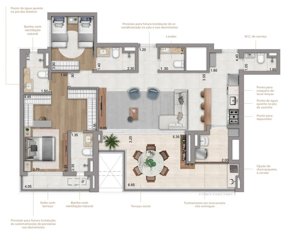 Planta do Eden West – Fase 2 em Brooklin — 2 dormitórios – 123 m²