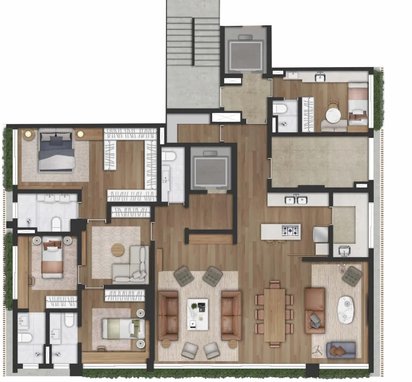 Planta do Edifício Jardim em Jardim Paulista — 4 dormitórios – 211,42 m²
