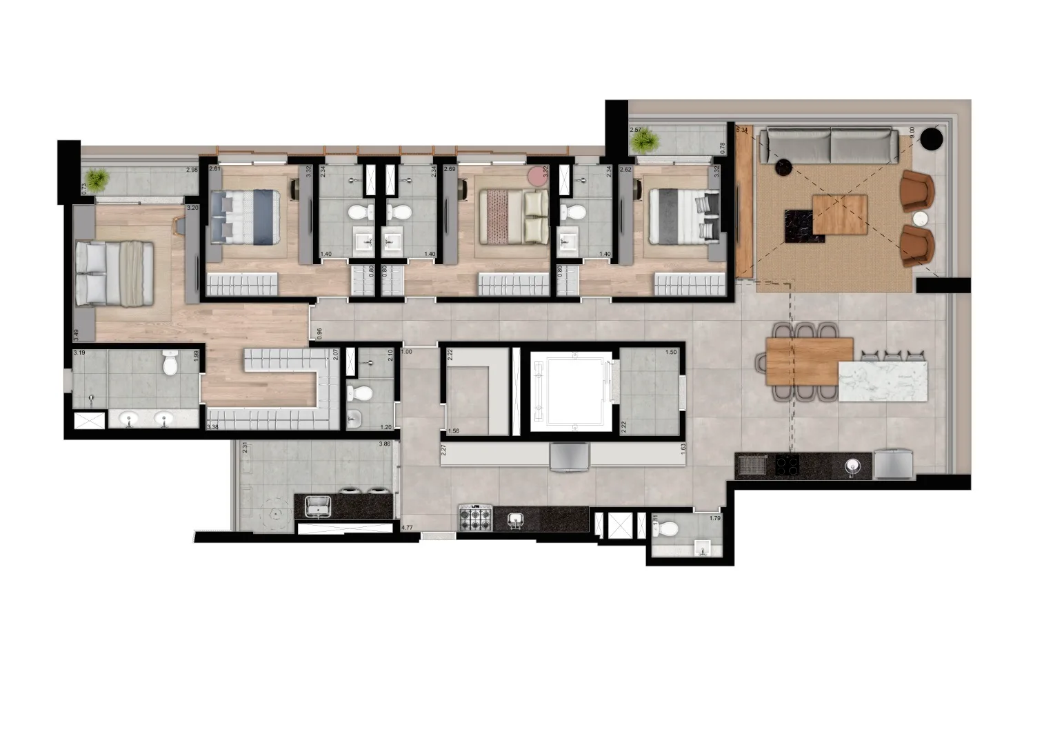 Planta do Eleva Harmonia em Vila Madalena — 4 dormitórios, 205 m²
