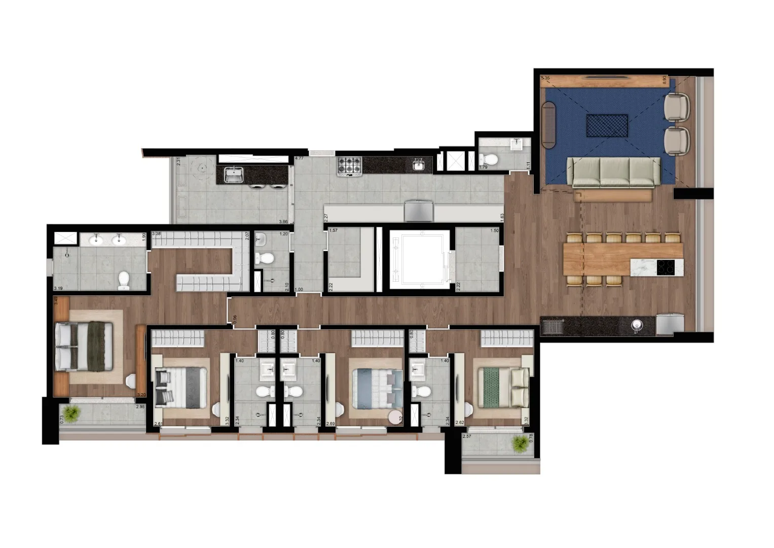 Planta do Eleva Harmonia em Vila Madalena — 4 dormitórios, 206 m²