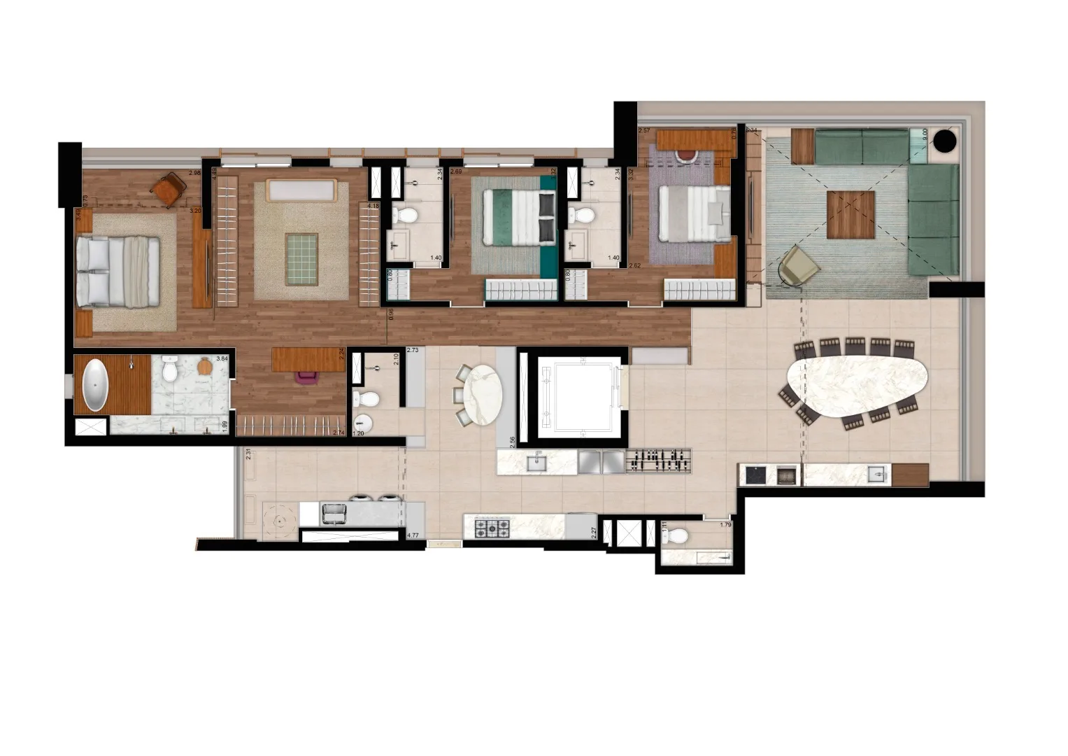 Planta do Eleva Harmonia em Vila Madalena — 3 dormitórios, 205 m² (opção)