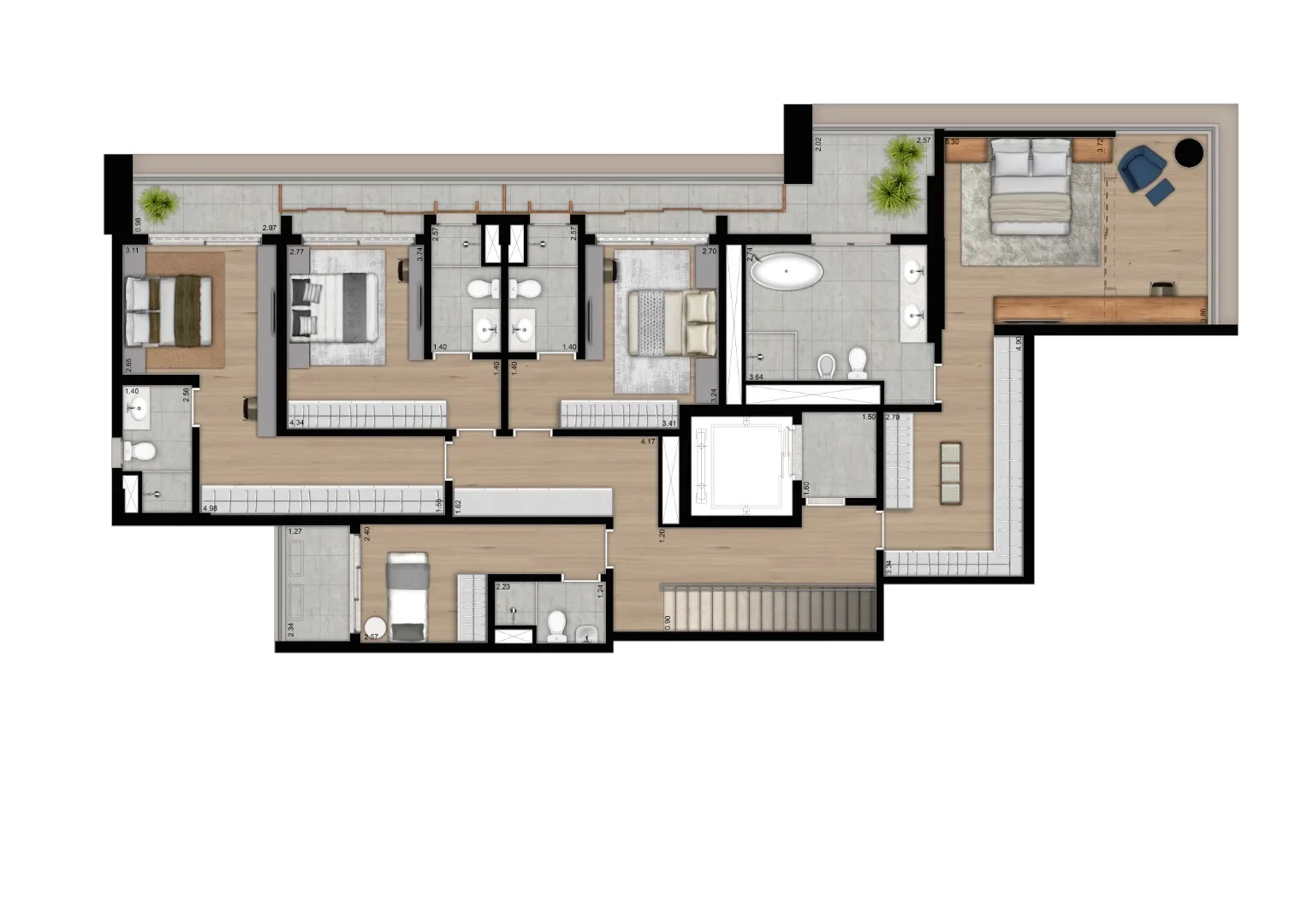 Planta do Eleva Harmonia em Vila Madalena — 4 dormitórios, 208 m²
