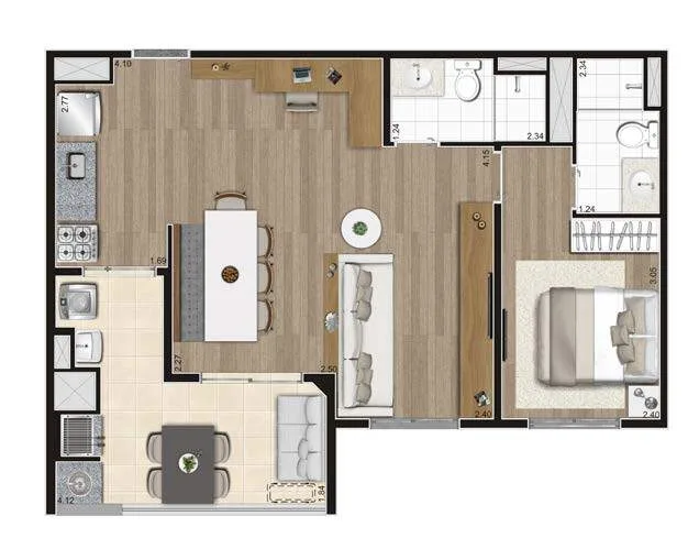 Planta do Epic Jaguaré em Jaguaré — 1 dorm. 59 m² opção
