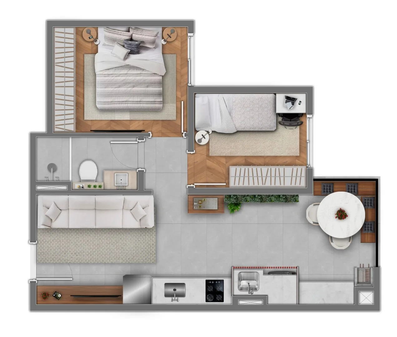 Planta do Essência da Vila — 2 dormitórios – 40 m²