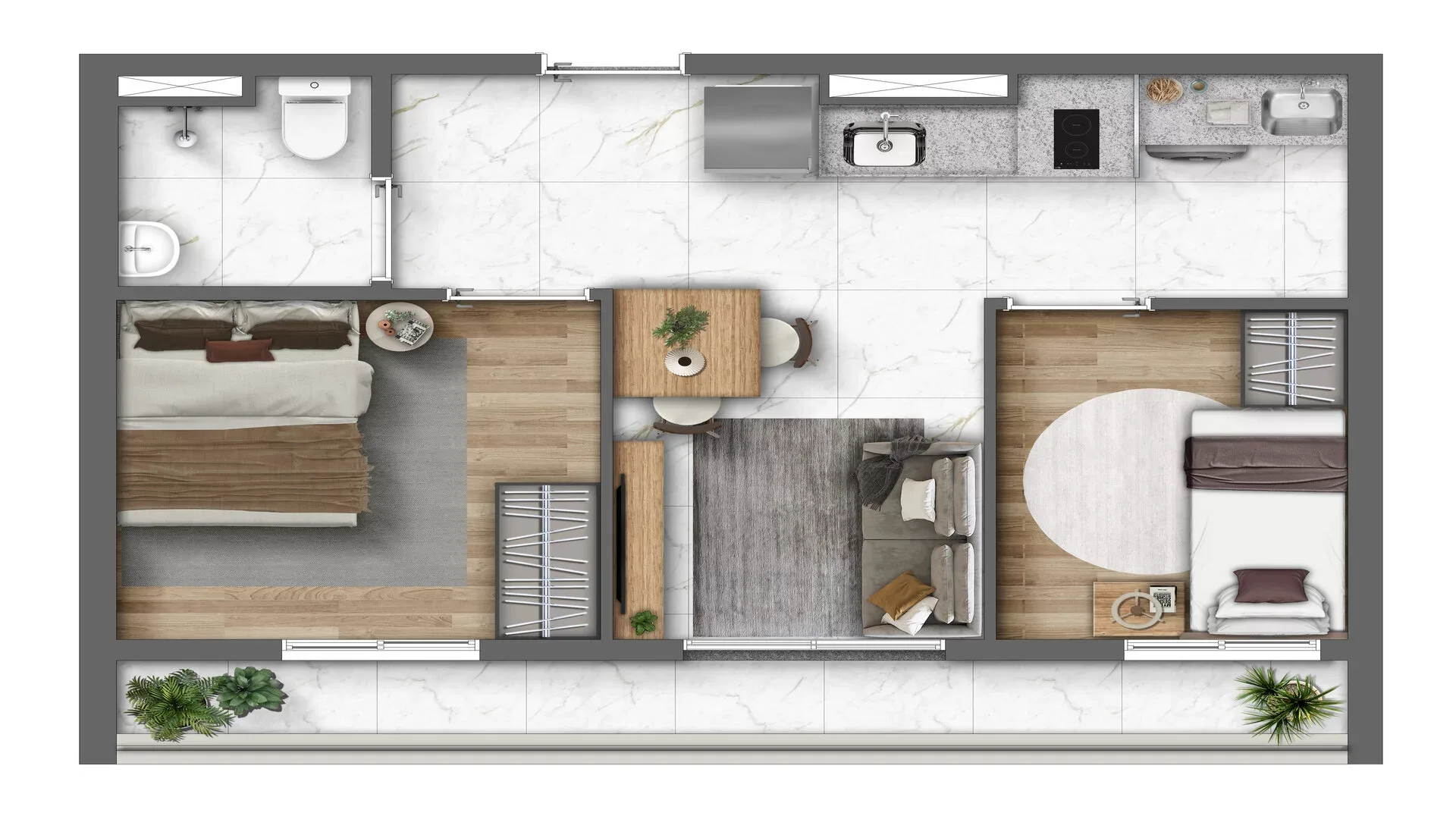 Planta do Every Day Chácara Klabin em Chácara Klabin — 2 dormitórios – 45 m²