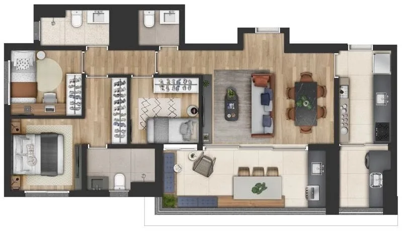 Planta do Evolve Vila Mariana em Vila Mariana — 3 dormitórios, 97,41 m²