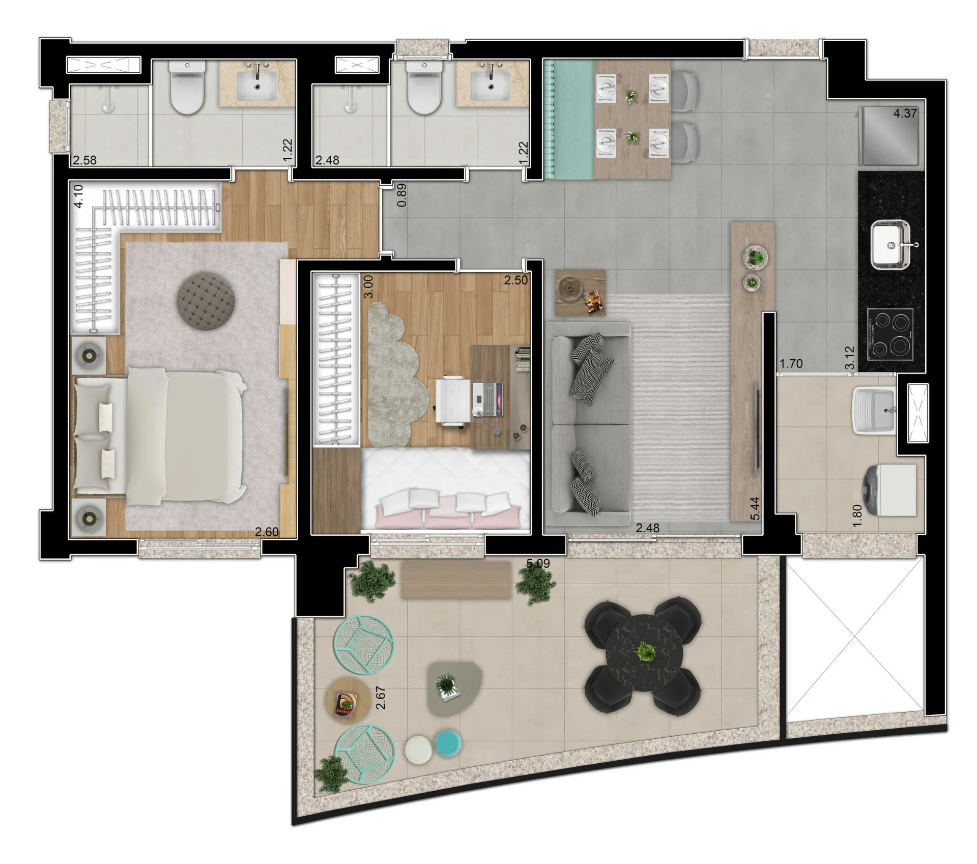 Planta do Expand Pinheiros em Pinheiros — 2 dormitórios, 73 m²