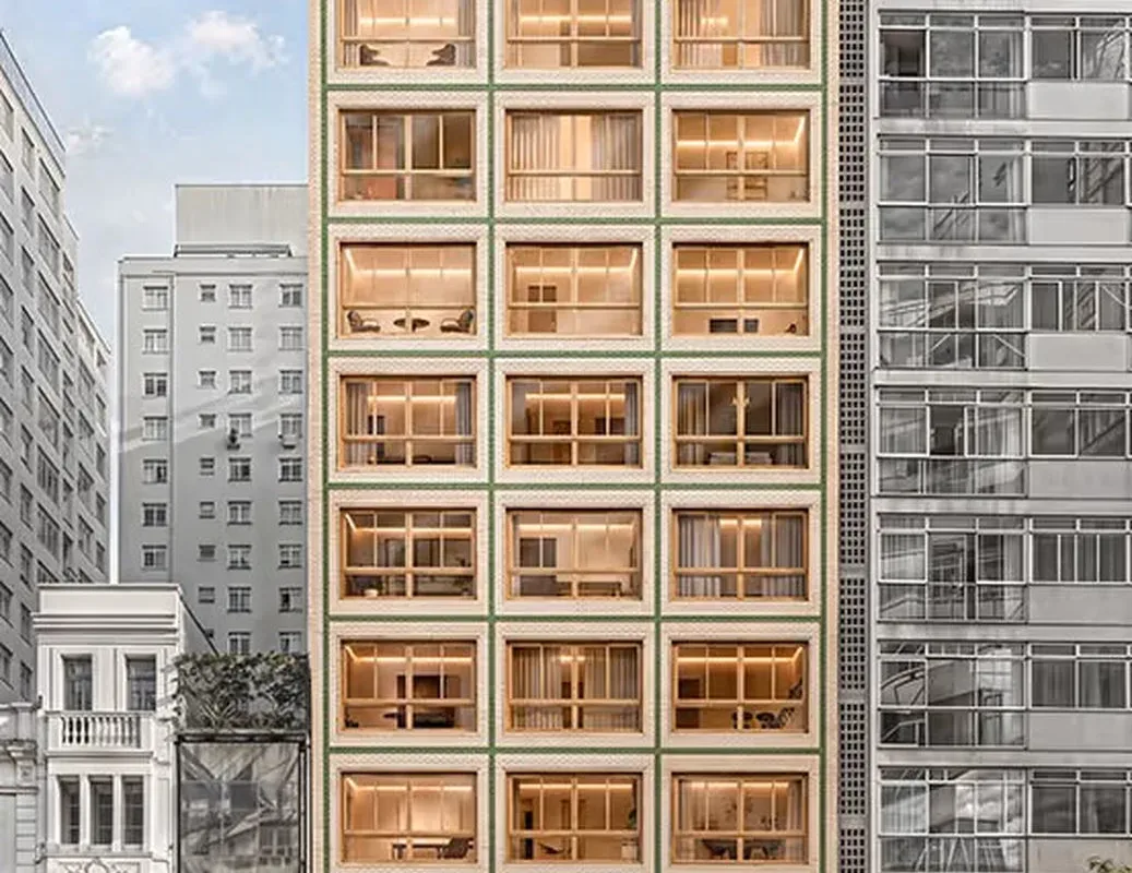 Fachada do Firenze 342, lançamento em República, São Paulo