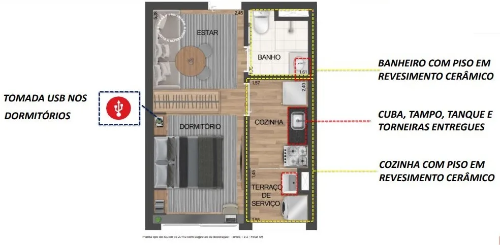 Planta do Fit Casa Alto do Ipiranga em Ipiranga — 1 dormitório, 27 m²