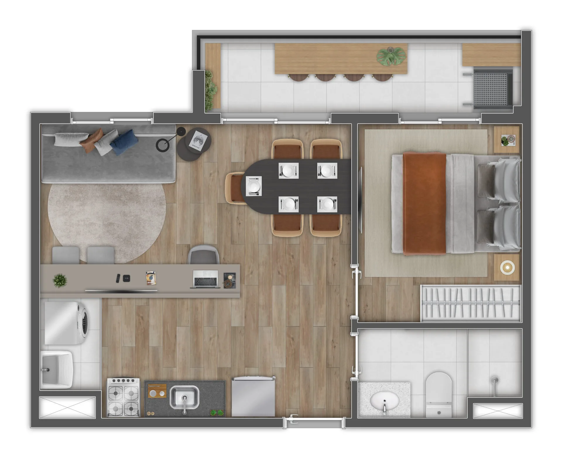 Planta do Flow Vila Matilde em Vila Matilde — 1 dormitório, 38,94 m² (opção)