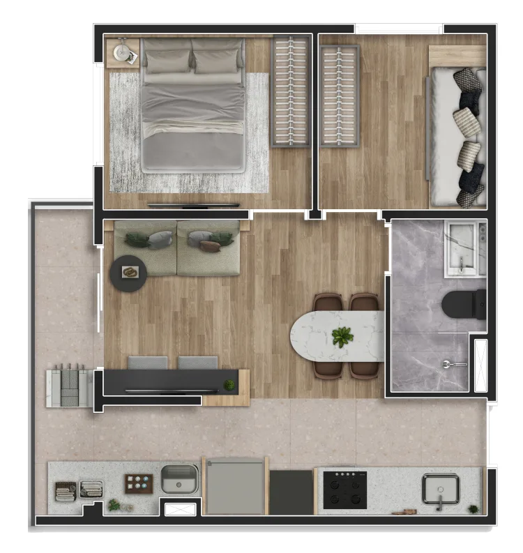 Planta do Fort Ipiranga em Ipiranga — 2 dormitórios – 41 m²