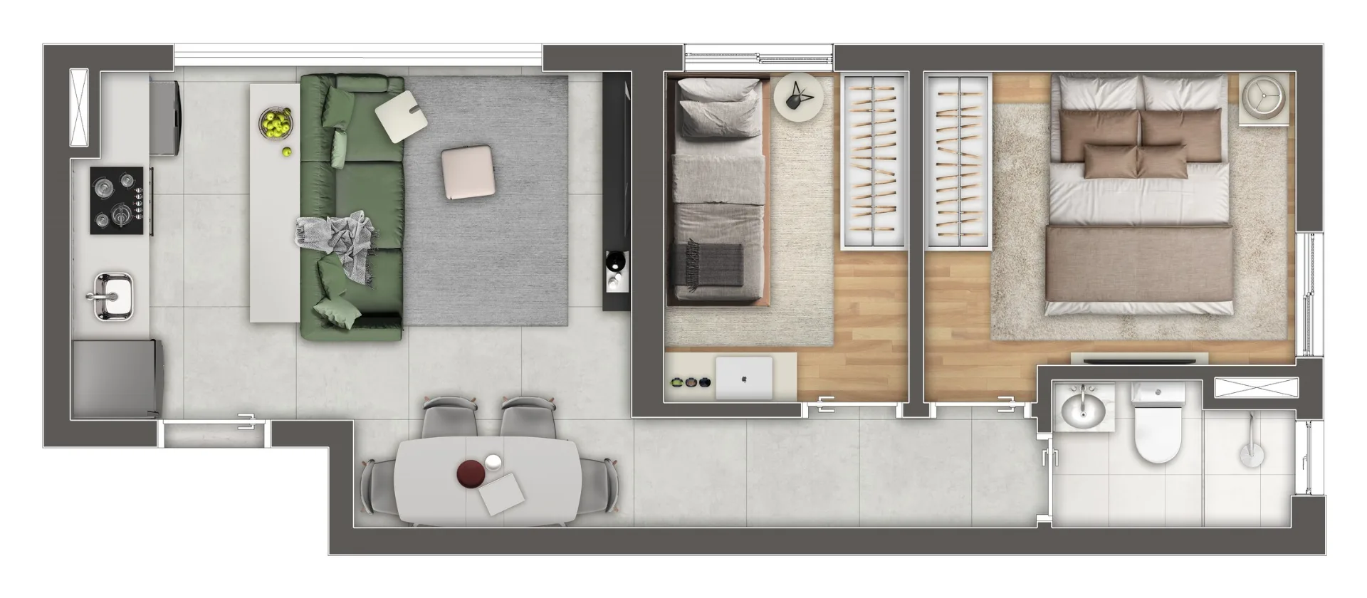 Planta do Full Jardim São Paulo em Jardim São Paulo — 2 dormitórios, 40 m² (opção)