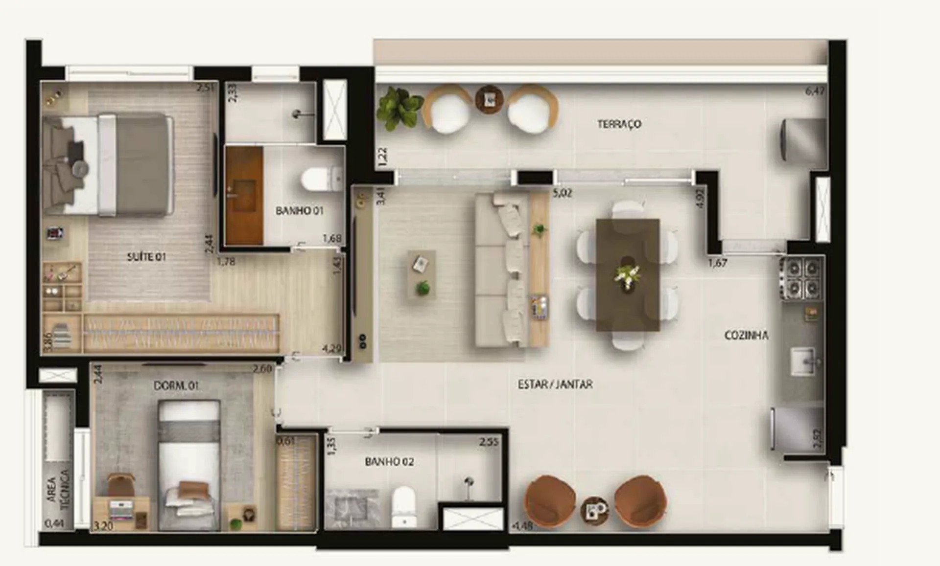 Planta do Garden Design Private Park Residence em Lapa — 2 dormitórios, 76 m² (opção)