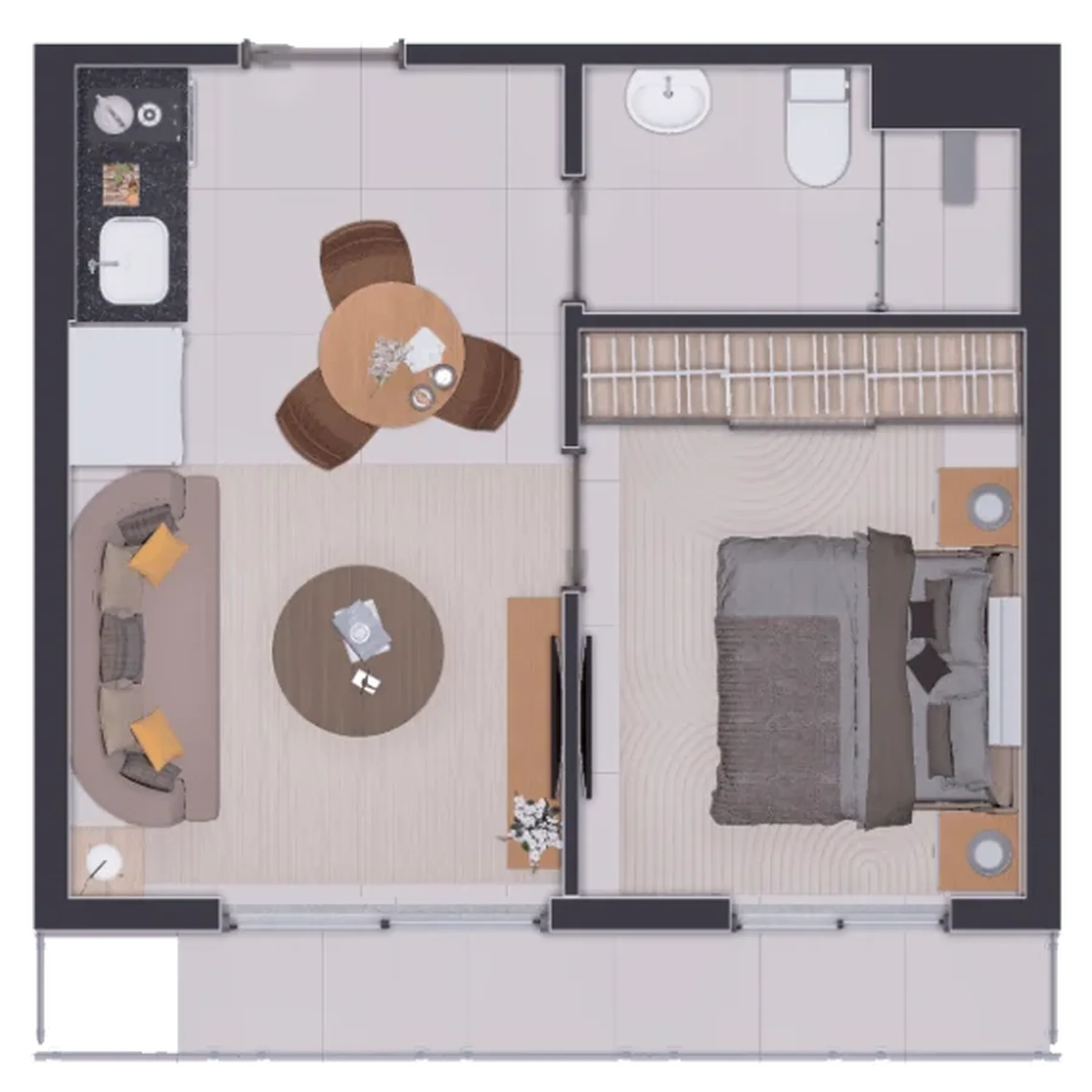 Planta do Get Home Design em Mirandópolis — 1 dormitório – 31 m²