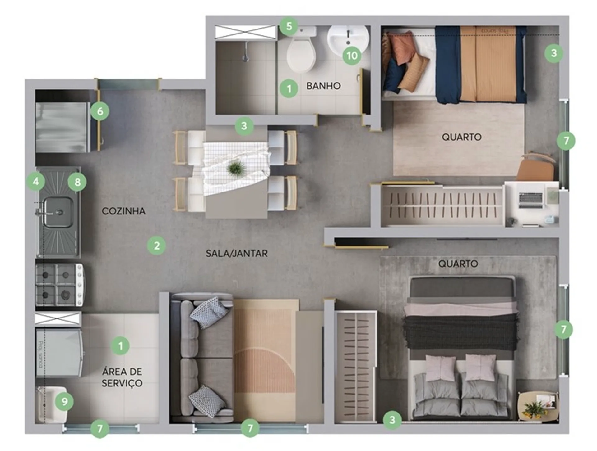 Planta do Gran Arena Itaquera – Fase 4 em Itaquera — 2 dormitórios, 35,13 m²