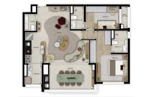 Planta do Grand High Residences Alto da Boa Vista em Santo Amaro — 2 dormitórios, 97 m² (opção)