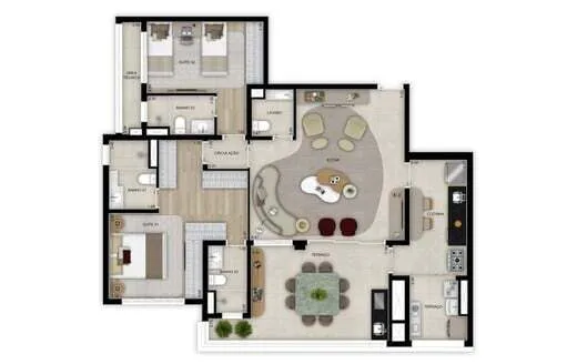 Planta do Grand High Residences Alto da Boa Vista em Santo Amaro — 2 dormitórios, 120 m² (opção)