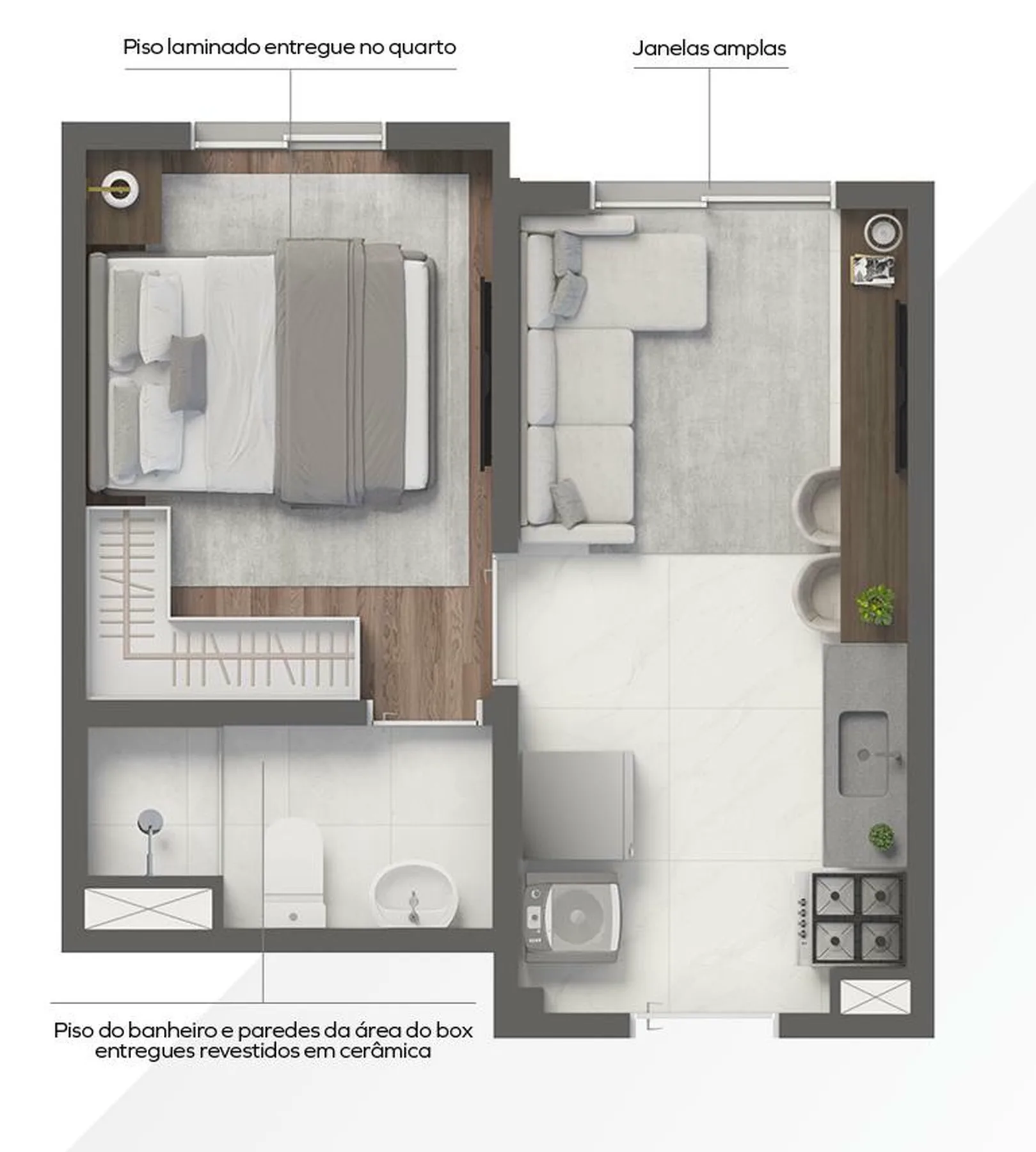 Planta do Grand Vivaz Estação Tamanduateí 1 em Ipiranga — 1 dormitório, 25,11 m²