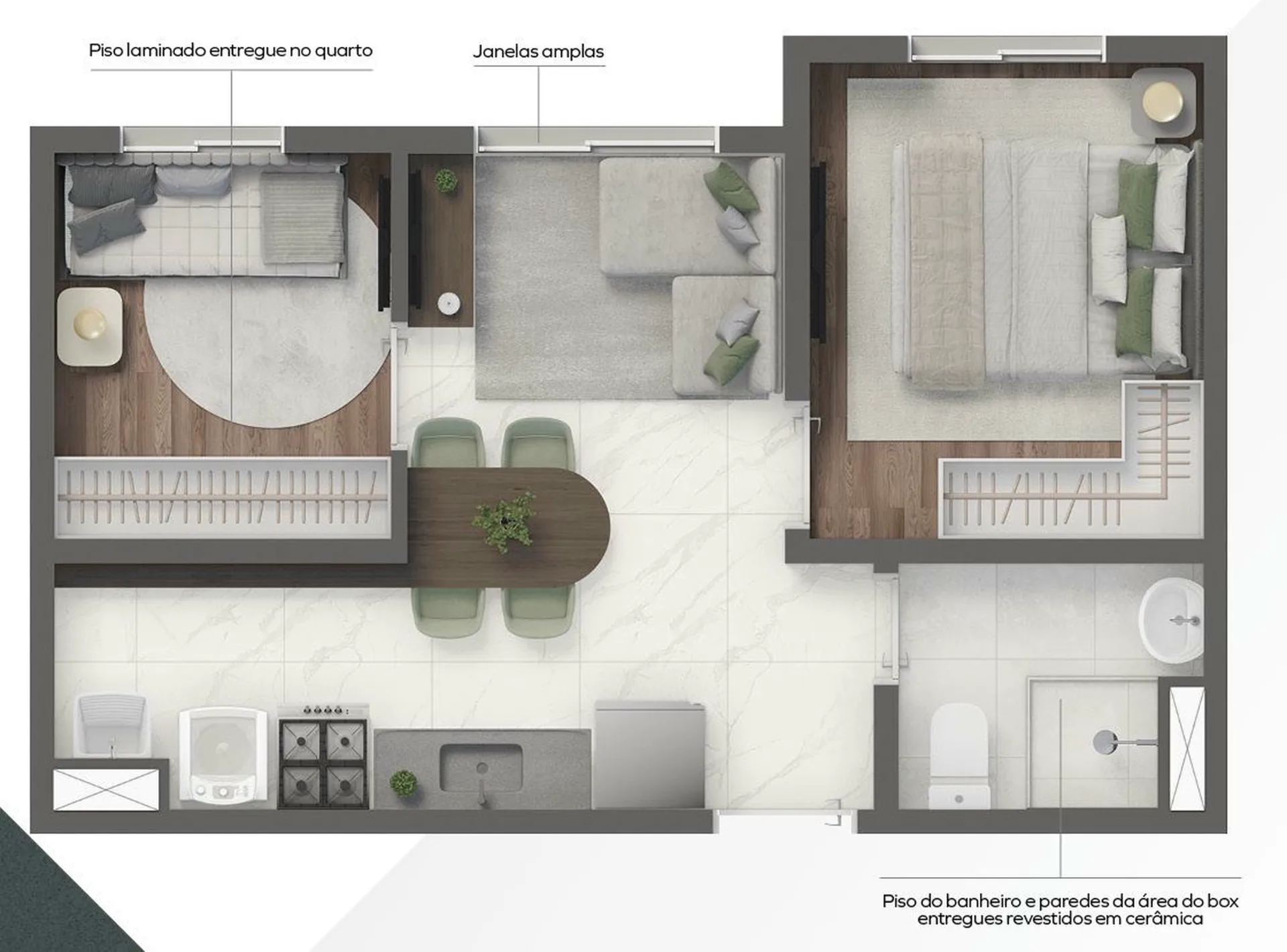 Planta do Grand Vivaz Estação Tamanduateí 1 em Ipiranga — 2 dormitórios, 31,70 m²