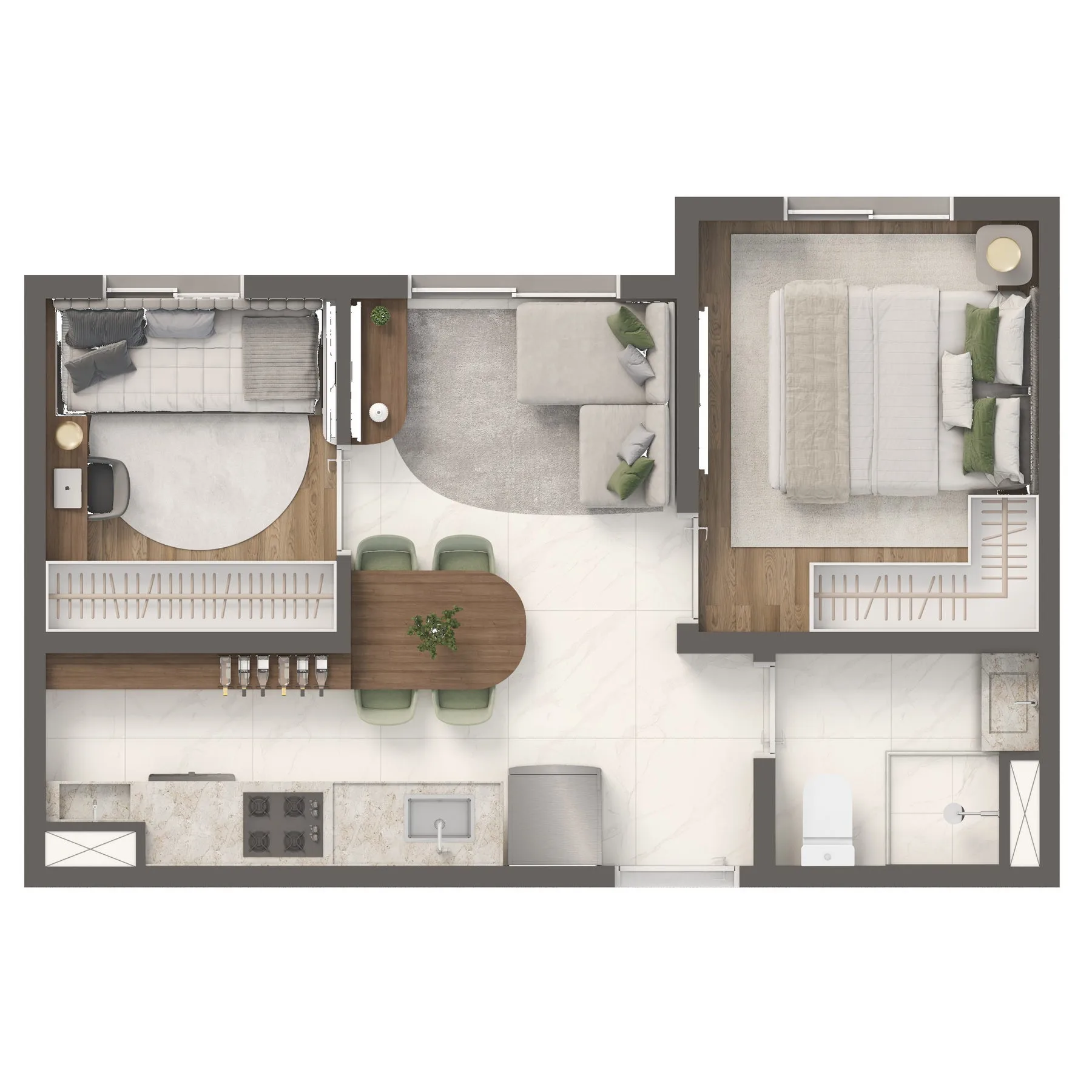 Planta do Grand Vivaz Estação Tamanduateí 4 em Ipiranga — 2 dormitórios, 31,18 m²